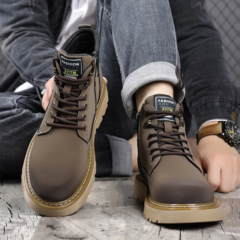 New Winter Men's Boots Feature Fashionable Lace-up Design Couple's Warm Ankle Boot Men's Motorcycle Boots High-quality New Shoes
New Winter Men's Boots Feature Fashionable Lace-up Design Couple's Warm Ankle Boot Men's Motorcycle Boots High-quality New Shoes