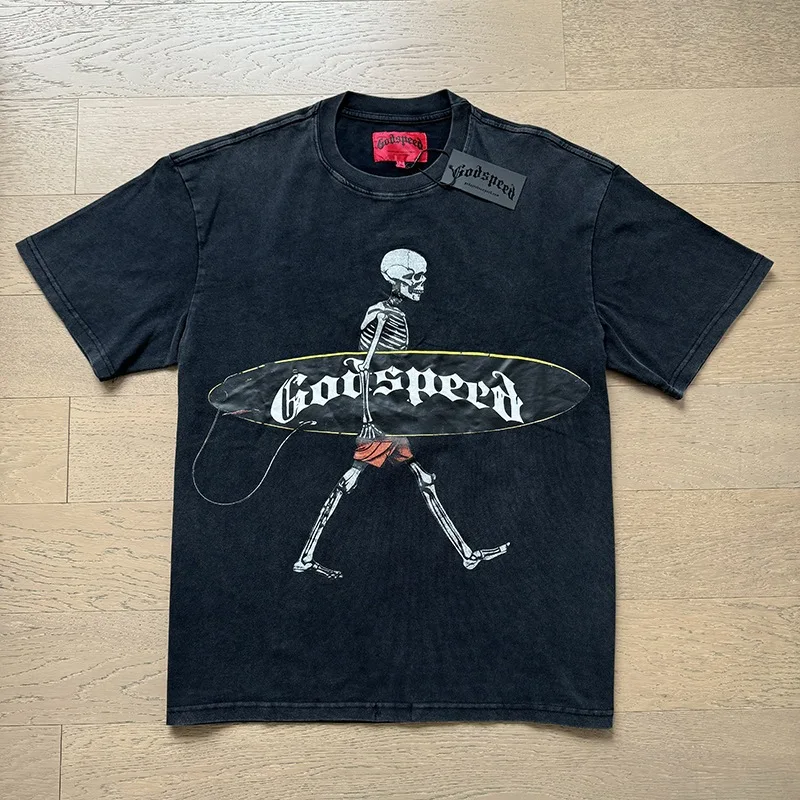 Real Photo Godspeed T-shirt American Rock Street Vintage Wash Old Skeleton Baseball Player Print Cotton Round Neck Short Sleeve
Real Photo Godspeed T-shirt American Rock Street Vintage Wash Old Skeleton Baseball Player Print Cotton Round Neck Short Sleeve