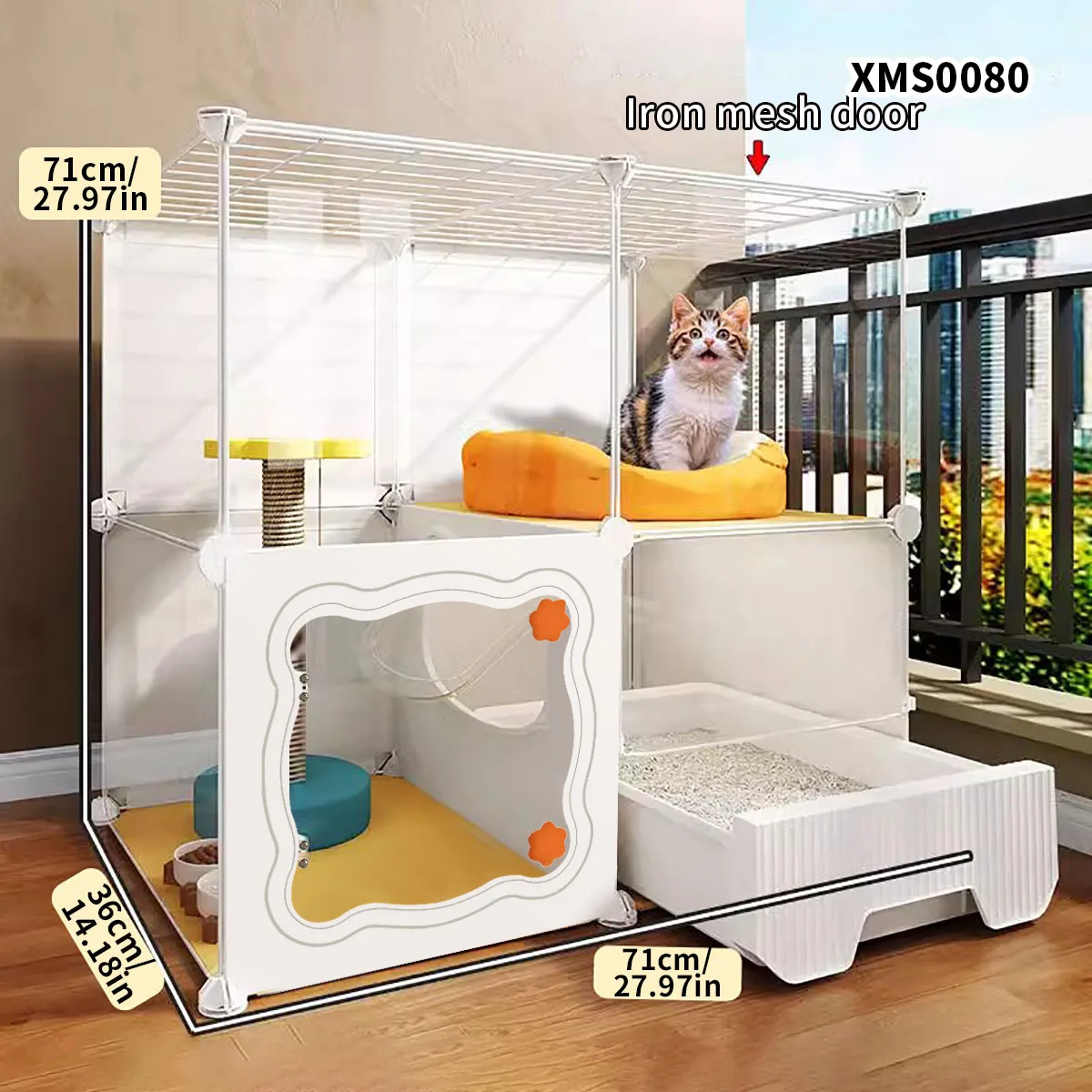 Cat Cage with Extra Large Free Space for Home Use, Indoor, One Bedroom, One Living Room, One Bathroom with Toilet
Cat Cage with Extra Large Free Space for Home Use, Indoor, One Bedroom, One Living Room, One Bathroom with Toilet