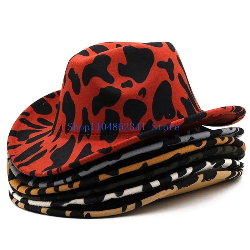 5asd Western Felt Cowboy Hat with Cow Print Pattern Cowgirl Big Brim Party Accessory
5asd Western Felt Cowboy Hat with Cow Print Pattern Cowgirl Big Brim Party Accessory