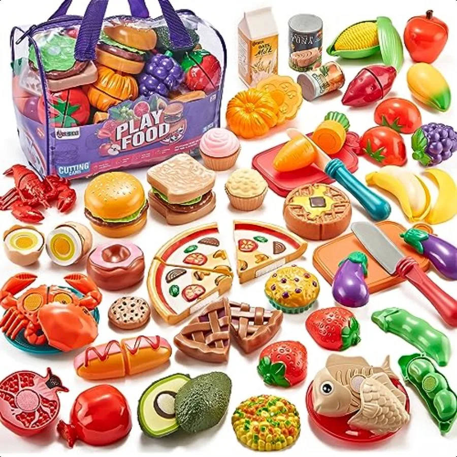 Pretend Play Food for Kitchen 78Pc Cutting Toy Food with Storage Bag Food Toys with Veggies Fruits Fake Food with Pizza Toy Pre
Pretend Play Food for Kitchen 78Pc Cutting Toy Food with Storage Bag Food Toys with Veggies Fruits Fake Food with Pizza Toy Pre