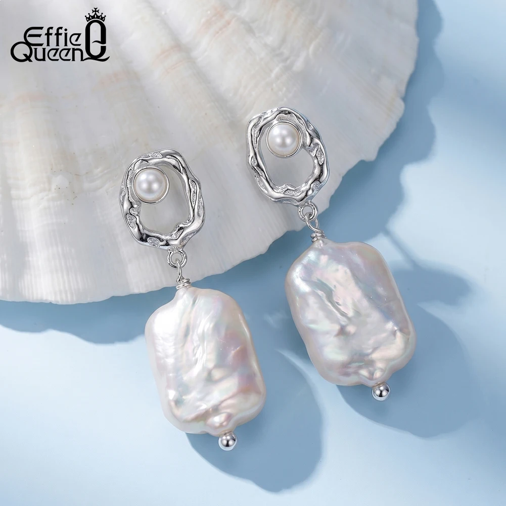EFFIE QUEEN 925 Sterling Silver Freshwater Pearl Pendant Earrings Vintage Gift Women High Quality Baroque Fine Jewelry GPE139
EFFIE QUEEN 925 Sterling Silver Freshwater Pearl Pendant Earrings Vintage Gift Women High Quality Baroque Fine Jewelry GPE139