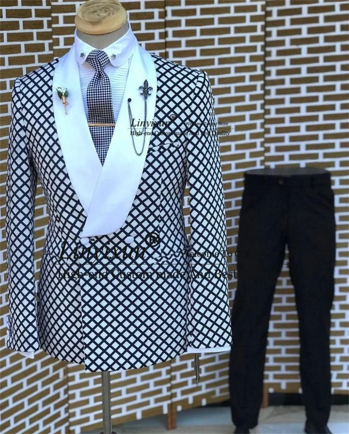 Fashion Plaid Wedding Suits For Men Double Breasted Groom Tuxedos 2 Pieces Sets Male Prom Party Blazers Slim Fit Costume Homme
Fashion Plaid Wedding Suits For Men Double Breasted Groom Tuxedos 2 Pieces Sets Male Prom Party Blazers Slim Fit Costume Homme