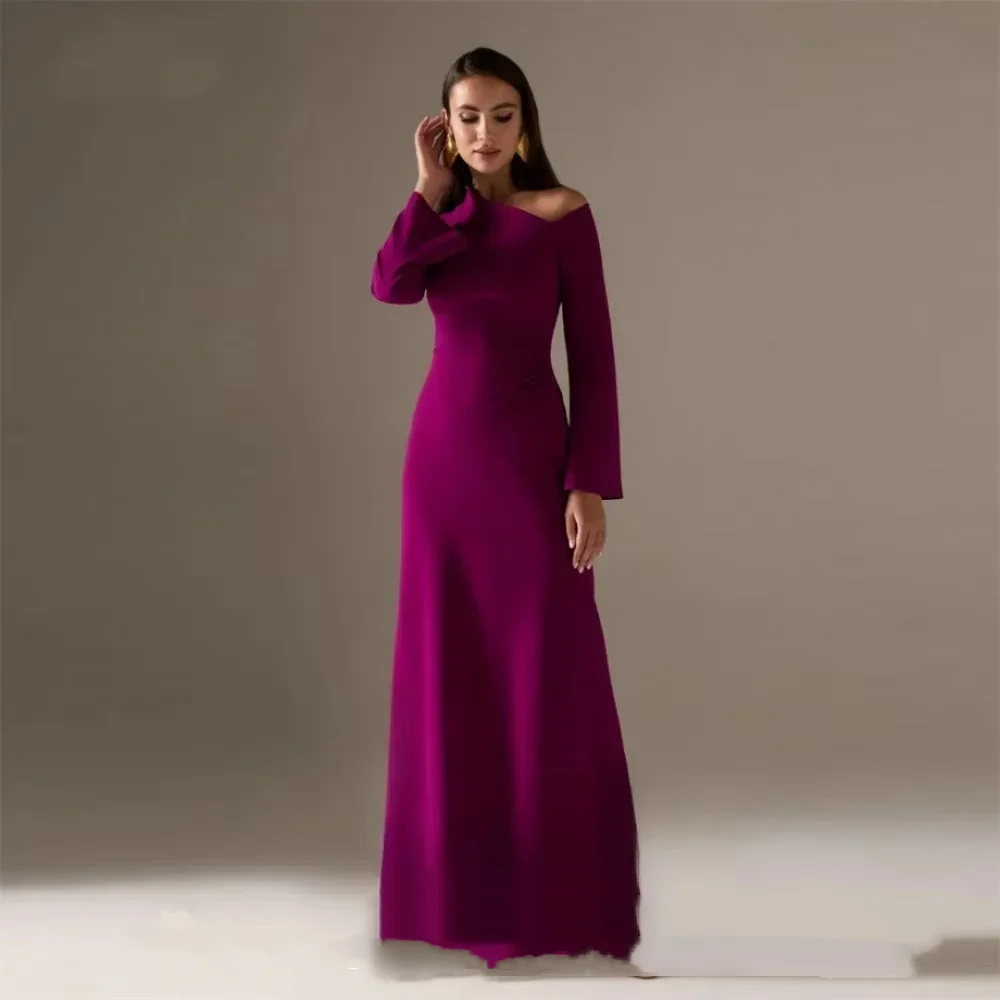 Meetlove Purplish Customized Full-sleeves Floor Length Sheath Formal Dresses Simple Satin Evening Homecoming Gowns Elegant 2025
Meetlove Purplish Customized Full-sleeves Floor Length Sheath Formal Dresses Simple Satin Evening Homecoming Gowns Elegant 2025