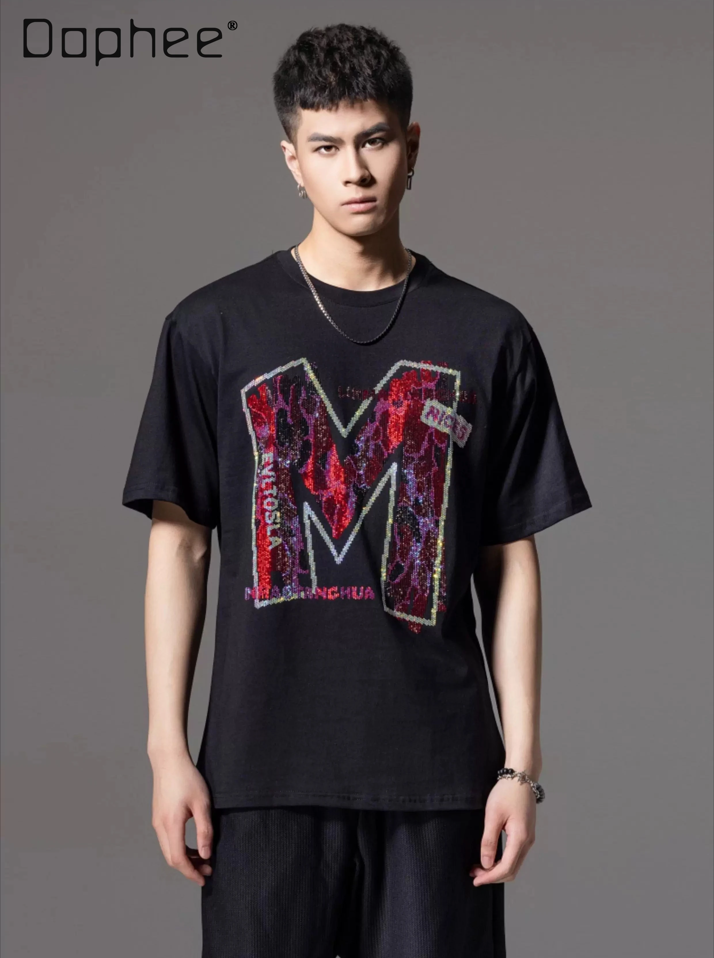 2026 Summer New American Streetwear Men's Black White Letter Rhinestone Print Loose Casual Round Neck Short Sleeve T-shirt
2026 Summer New American Streetwear Men's Black White Letter Rhinestone Print Loose Casual Round Neck Short Sleeve T-shirt