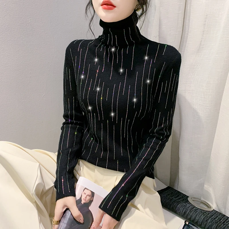 2023 New Fall Winter European Clothes Knitted Sweater Fashion Sexy Heaps Collar Diamodns Women Long Sleeve Hand Made Tops 39320
2023 New Fall Winter European Clothes Knitted Sweater Fashion Sexy Heaps Collar Diamodns Women Long Sleeve Hand Made Tops 39320