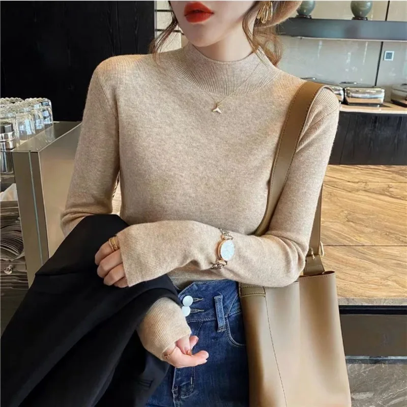 2023 New Autumn Winter Half High Neck Knit Sweater Women Long Sleeve Versatile Foreign Style Slim Fit Show Thin Underlay Top
2023 New Autumn Winter Half High Neck Knit Sweater Women Long Sleeve Versatile Foreign Style Slim Fit Show Thin Underlay Top