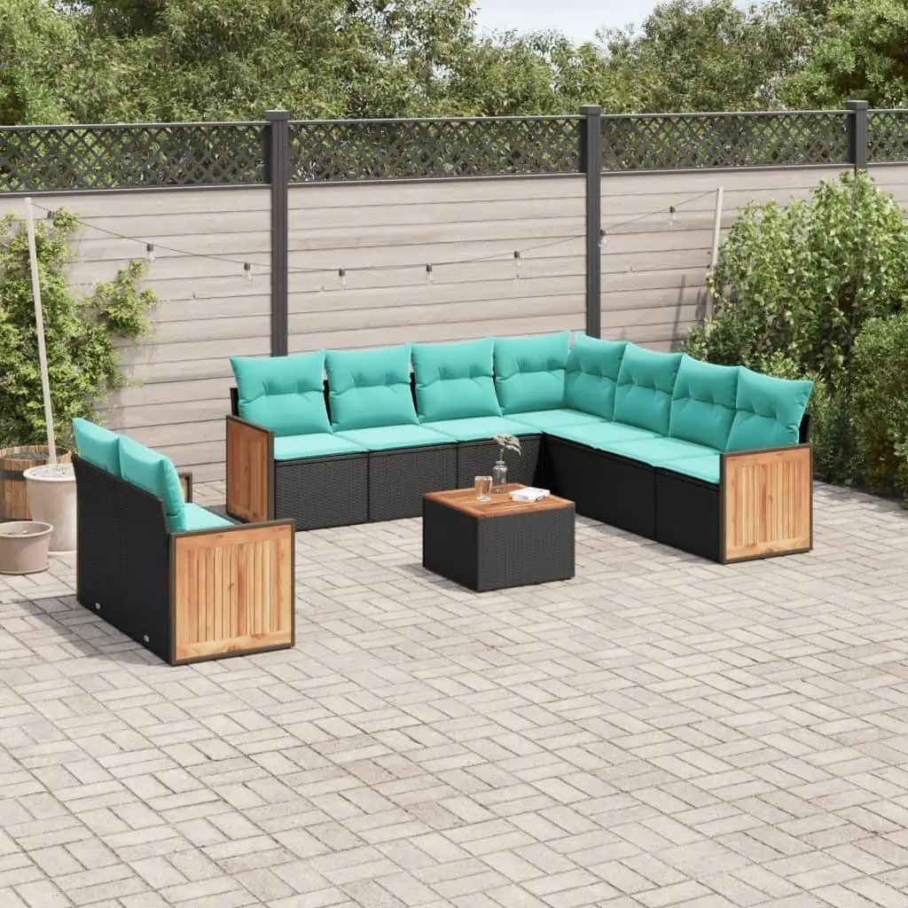 10 Piece Outdoor Patio Sofa Set with Cushions Black Rattan Furniture Garden Lounging Set
10 Piece Outdoor Patio Sofa Set with Cushions Black Rattan Furniture Garden Lounging Set