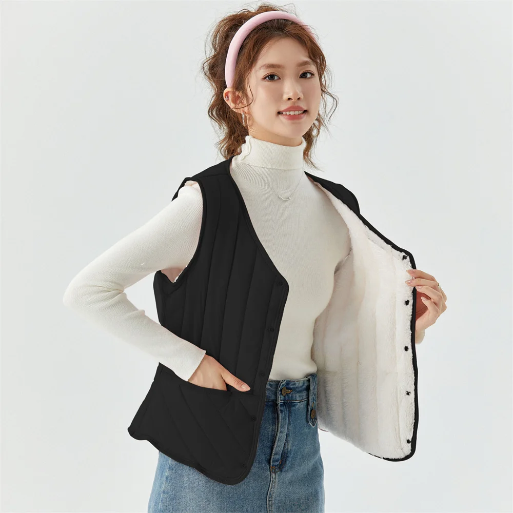 Ladies keep warm in winter, increase the thickening and cashmere, and build a shawl lamb wool cotton vest for young people at ho
Ladies keep warm in winter, increase the thickening and cashmere, and build a shawl lamb wool cotton vest for young people at ho
