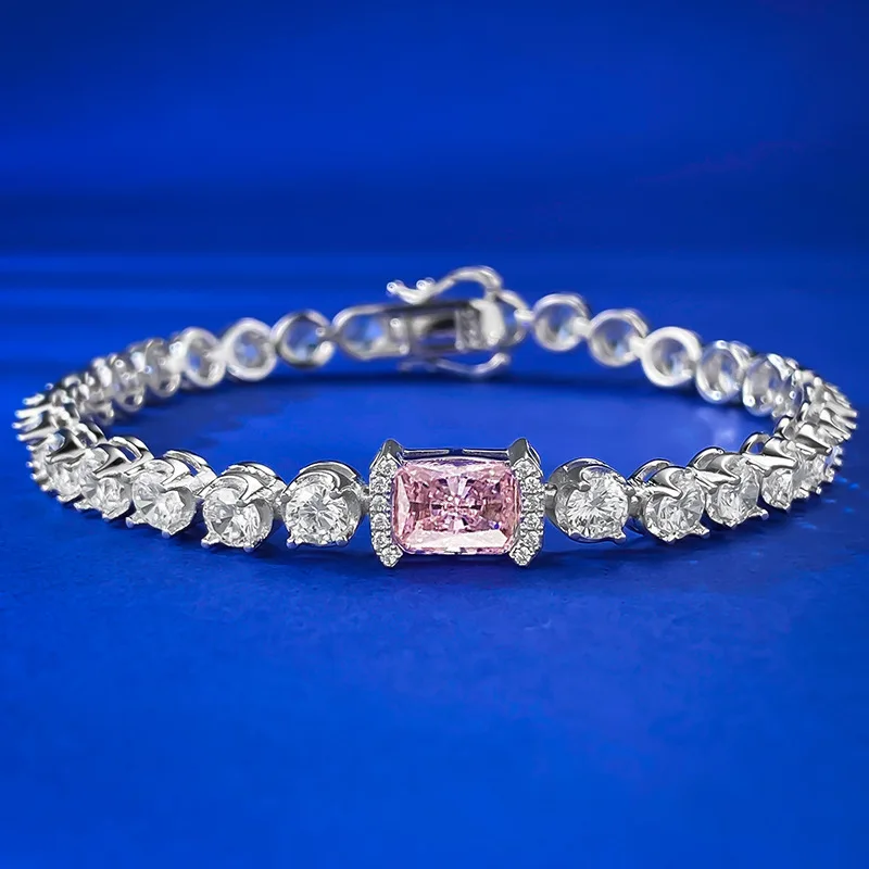 925 Sterling Silver Rhodium Plated 6x8 Pink Cubic Zirconia Ladies Charm CZ Tennis Bracelet
925 Sterling Silver Rhodium Plated 6x8 Pink Cubic Zirconia Ladies Charm CZ Tennis Bracelet