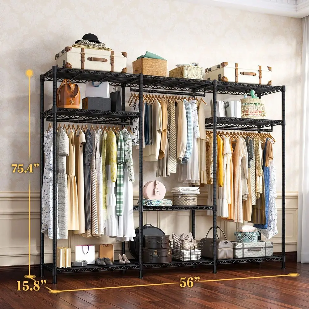 Clothes Rack, Heavy Duty Clothing Racks For Hanging Clothes, Adjustable Wardrobe Closet, Portable Garment RackFree Standing Clo