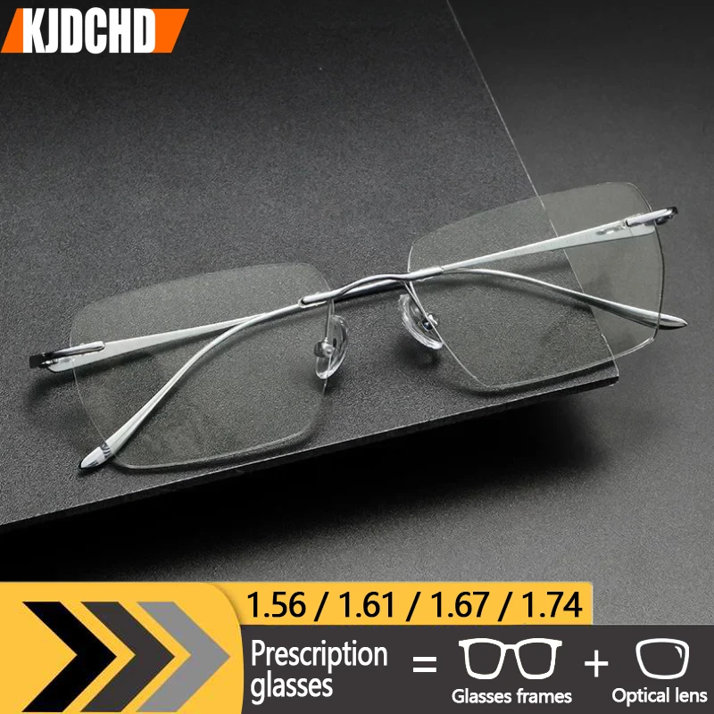 KJDCHD Rimless Titanium Prescription Glasses Men Photochromic Anti-Blue Light Myopia Hyperopia Lenses oculos masculino de grau
KJDCHD Rimless Titanium Prescription Glasses Men Photochromic Anti-Blue Light Myopia Hyperopia Lenses oculos masculino de grau