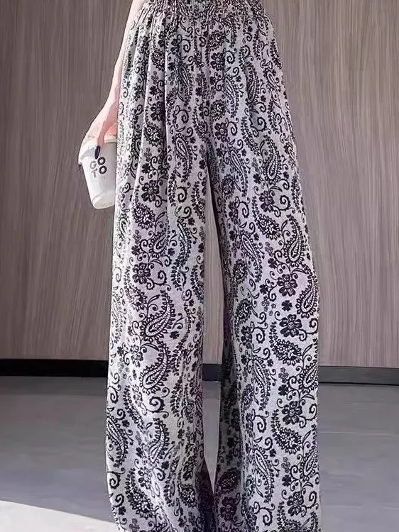 Брюки с высокой талией и широкими штанинами, женские повседневные брюки с цветочным принтом, свободный крой, прямой крой, летние, новый стиль, ретро-дизайн
Брюки с высокой талией и широкими штанинами, женские повседневные брюки с цветочным принтом, свободный крой, прямой крой, летние, новый стиль, ретро-дизайн