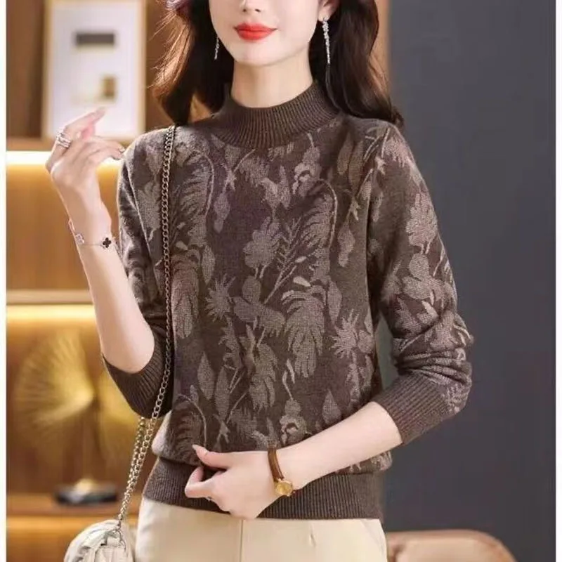 Autumn/Winter Fashion Trend Half High Collar Jacquard Loose Versatile Commuter Middle Aged Long Sleeve Knitted Sweater JJ437
Autumn/Winter Fashion Trend Half High Collar Jacquard Loose Versatile Commuter Middle Aged Long Sleeve Knitted Sweater JJ437