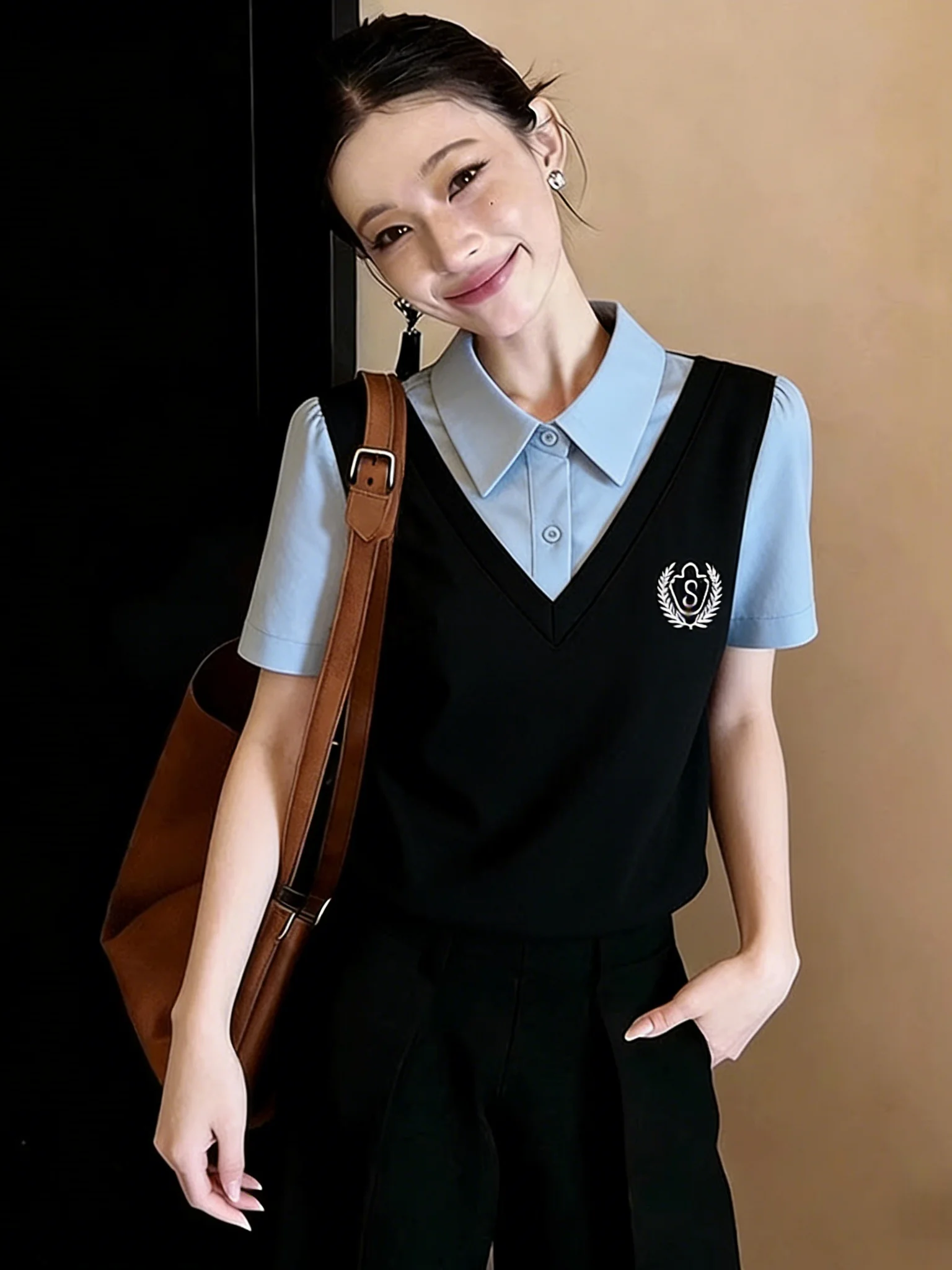 plus Size Slimming Casual Short Sleeve Shirt Women's Spring Summer New Style College Style Patchwork Breathable Comfortable
plus Size Slimming Casual Short Sleeve Shirt Women's Spring Summer New Style College Style Patchwork Breathable Comfortable