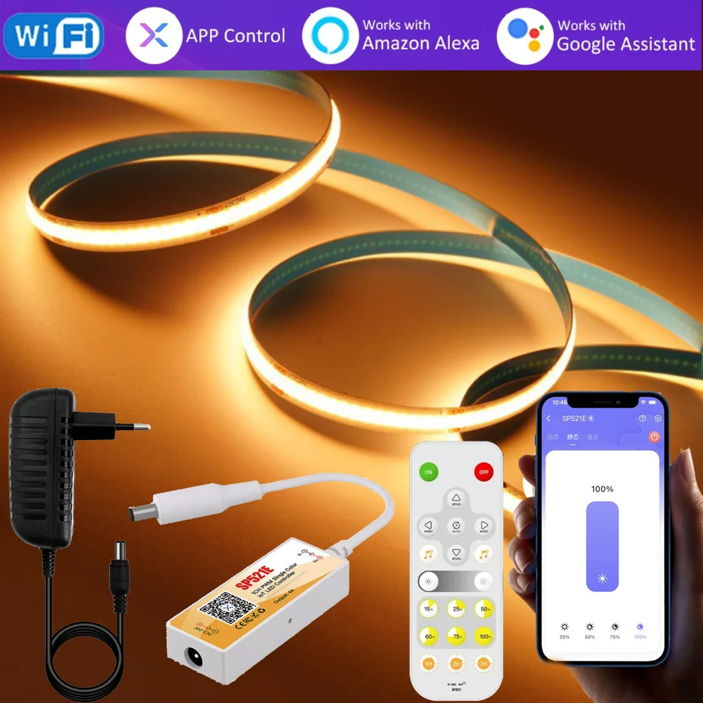 BanlanX App Wifi Dimmer 12V FOB COB LED Strip Lights 320leds/m 3000K 6000K Linear Dimmable Tape Remote Control for Alexa Google
BanlanX App Wifi Dimmer 12V FOB COB LED Strip Lights 320leds/m 3000K 6000K Linear Dimmable Tape Remote Control for Alexa Google