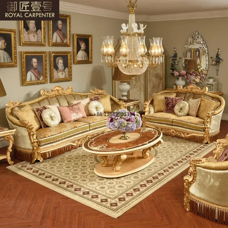 European style villa, living room furniture, customized luxury large family solid wood sofa, fabric sofa combination
European style villa, living room furniture, customized luxury large family solid wood sofa, fabric sofa combination