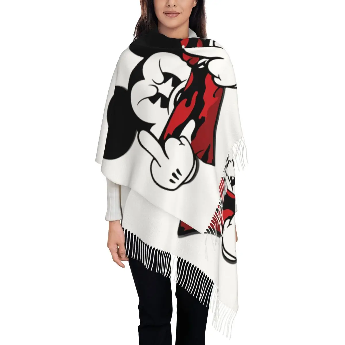 Женский шарф с Микки Маусом на заказ, длинные зимне-осенние теплые шаль с кисточками, шарфы унисекс
Женский шарф с Микки Маусом на заказ, длинные зимне-осенние теплые шаль с кисточками, шарфы унисекс