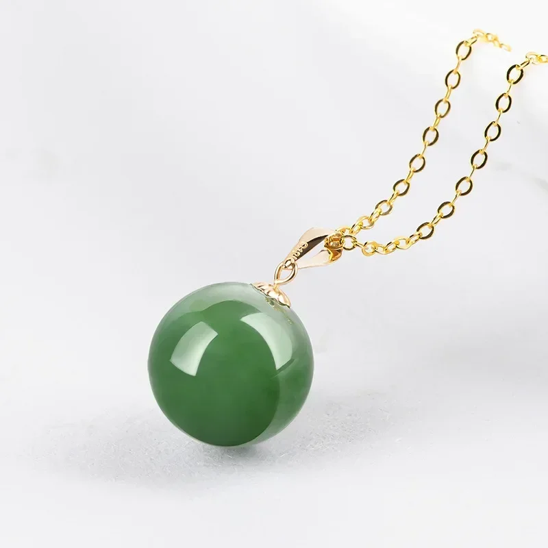 Spinach Green Old Material Hotan Jade Round Bead Pendant Authentic with Certificate 18K Gold Natural Jade Necklace for Men Women
Spinach Green Old Material Hotan Jade Round Bead Pendant Authentic with Certificate 18K Gold Natural Jade Necklace for Men Women