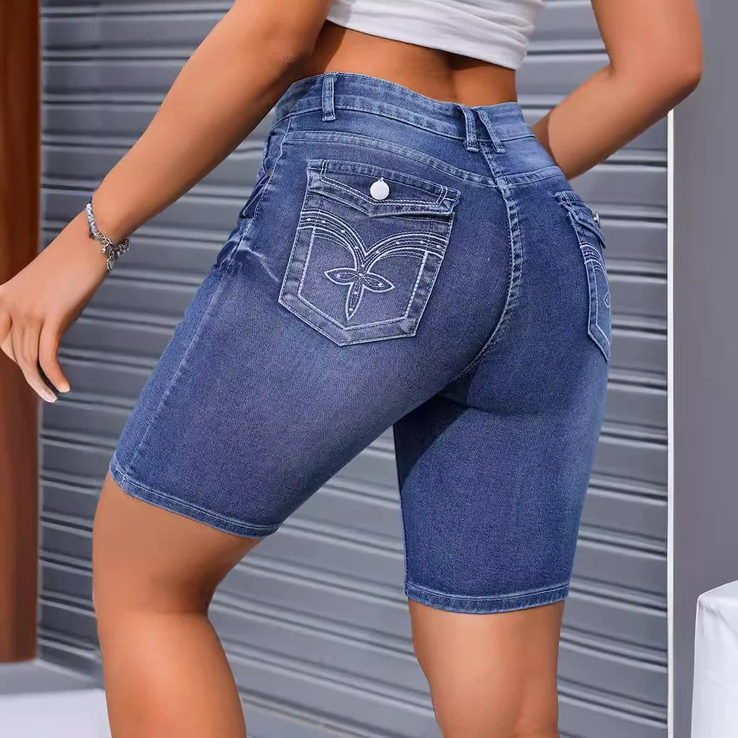 Shorts 2026 European and American women's jeans slim fit elastic denim mid pants embroidered jeans
Shorts 2026 European and American women's jeans slim fit elastic denim mid pants embroidered jeans