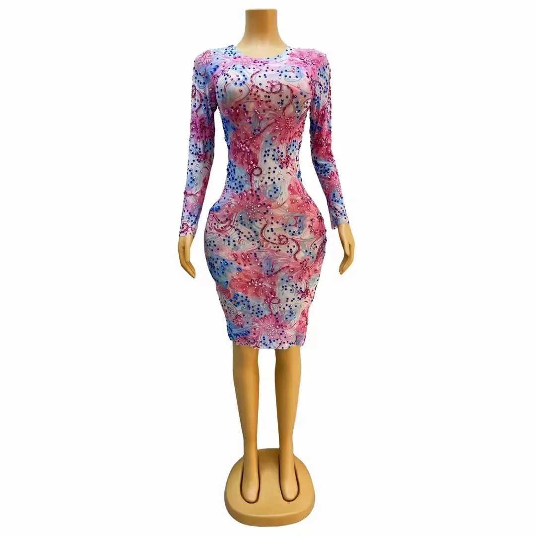New Stretch Blue Pink Rhinestones LongSleeves Dress Sexy Transparent OutfitNightclub Birthday Dance Party CollectionsDS
New Stretch Blue Pink Rhinestones LongSleeves Dress Sexy Transparent OutfitNightclub Birthday Dance Party CollectionsDS
