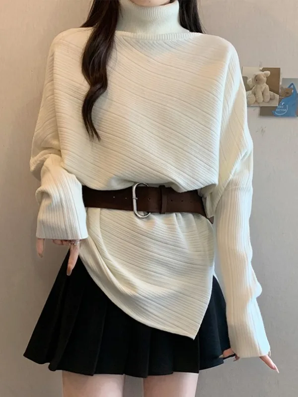 Женский вязаный свитер с высоким воротом, больших размеров, осенне-зимний, свободного кроя, из мягкой ткани, с поясом для утяжки талии, скрывающий живот
Женский вязаный свитер с высоким воротом, больших размеров, осенне-зимний, свободного кроя, из мягкой ткани, с поясом для утяжки талии, скрывающий живот