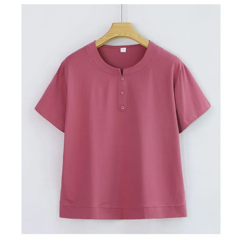 Women's Cotton Henley T-Shirt Plus Size Loose Short Sleeve Tops for Middle-aged Mothers Summer Casual
Women's Cotton Henley T-Shirt Plus Size Loose Short Sleeve Tops for Middle-aged Mothers Summer Casual