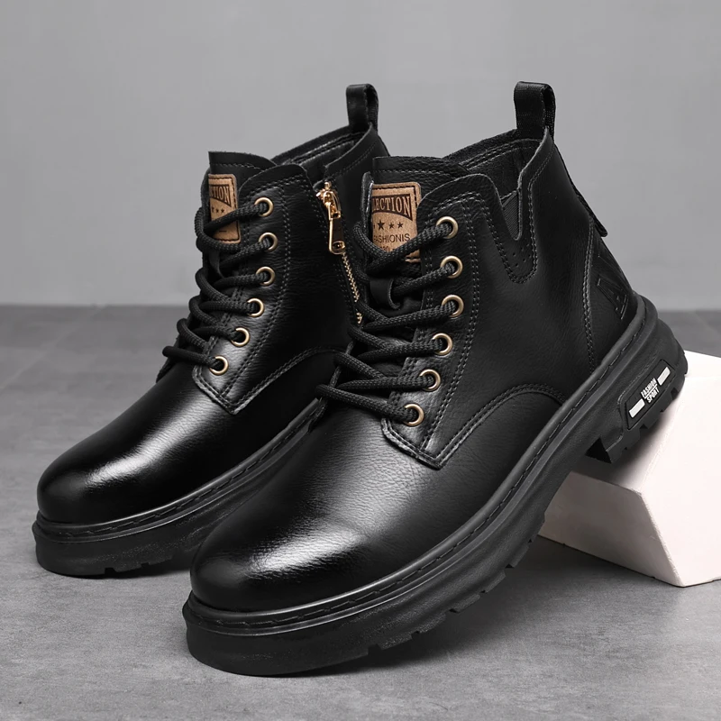 Winter Men Boots lace up high top Casual Warm Fur Cotton Boots Snow Boots Leather Non-slip Men Leisure Shoes Bota Masculina
Winter Men Boots lace up high top Casual Warm Fur Cotton Boots Snow Boots Leather Non-slip Men Leisure Shoes Bota Masculina