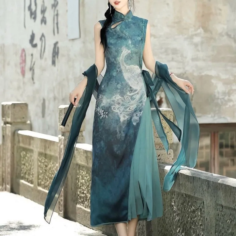 New Chinese Style Han Elements Thin Elegance Retro Brocade Cheongsam Suit Dress Summer
New Chinese Style Han Elements Thin Elegance Retro Brocade Cheongsam Suit Dress Summer