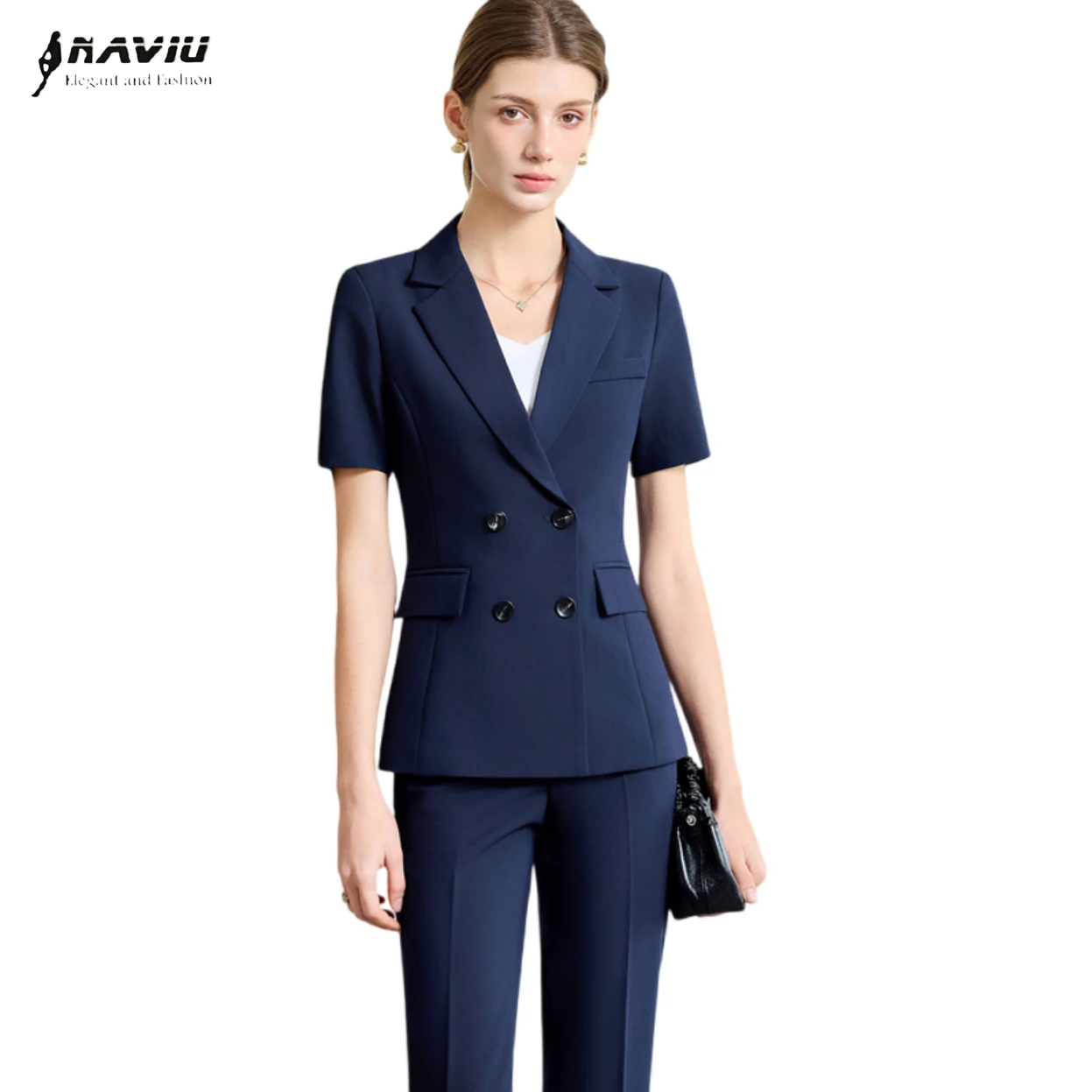 NAVIU Fashion Women Double Row Button Suit Elegant Professional Interviews Slim Short Sleeve Blazer And Pants Office Work Wear
NAVIU Fashion Women Double Row Button Suit Elegant Professional Interviews Slim Short Sleeve Blazer And Pants Office Work Wear