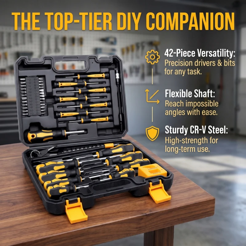 Professional 43PCS Magnetic Screwdriver Set with Bit Holder Slotted Phillips Hex Torx Bits for DIY Repair
Professional 43PCS Magnetic Screwdriver Set with Bit Holder Slotted Phillips Hex Torx Bits for DIY Repair