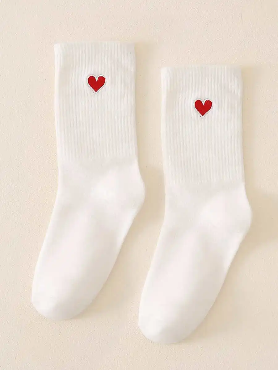White Heart Embroidered Crew Socks For Adults Fall Casual Socks
White Heart Embroidered Crew Socks For Adults Fall Casual Socks