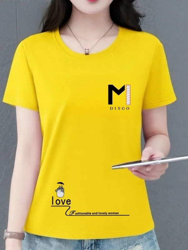 High-End Korean Loose Slimming Print Short-Sleeve T-Shirt Women Summer Versatile round Neck Casual Wear Polyester Fiber
High-End Korean Loose Slimming Print Short-Sleeve T-Shirt Women Summer Versatile round Neck Casual Wear Polyester Fiber