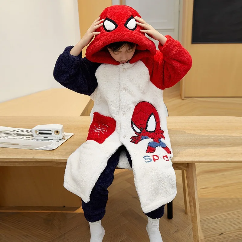 Spiderman Animation Character Cartoon Children's Velvet Pajamas Creative Handsome Warm Long Boys Pajamas Hooded Home Clothes Set
Spiderman Animation Character Cartoon Children's Velvet Pajamas Creative Handsome Warm Long Boys Pajamas Hooded Home Clothes Set