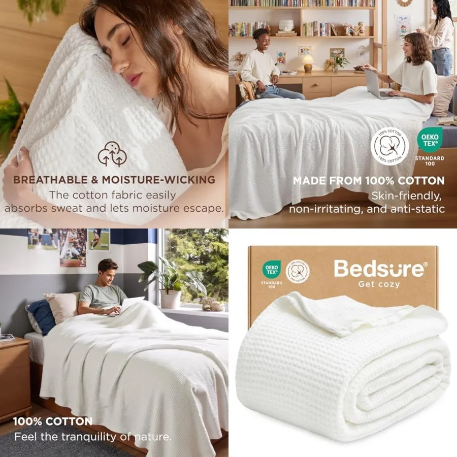 Gentlesoft 100 Cotton Blanket Size for College Dorm - Cooling Breathable and Soft for Summer, Waffle Weave Twin Blanket for Bed
Gentlesoft 100 Cotton Blanket Size for College Dorm - Cooling Breathable and Soft for Summer, Waffle Weave Twin Blanket for Bed