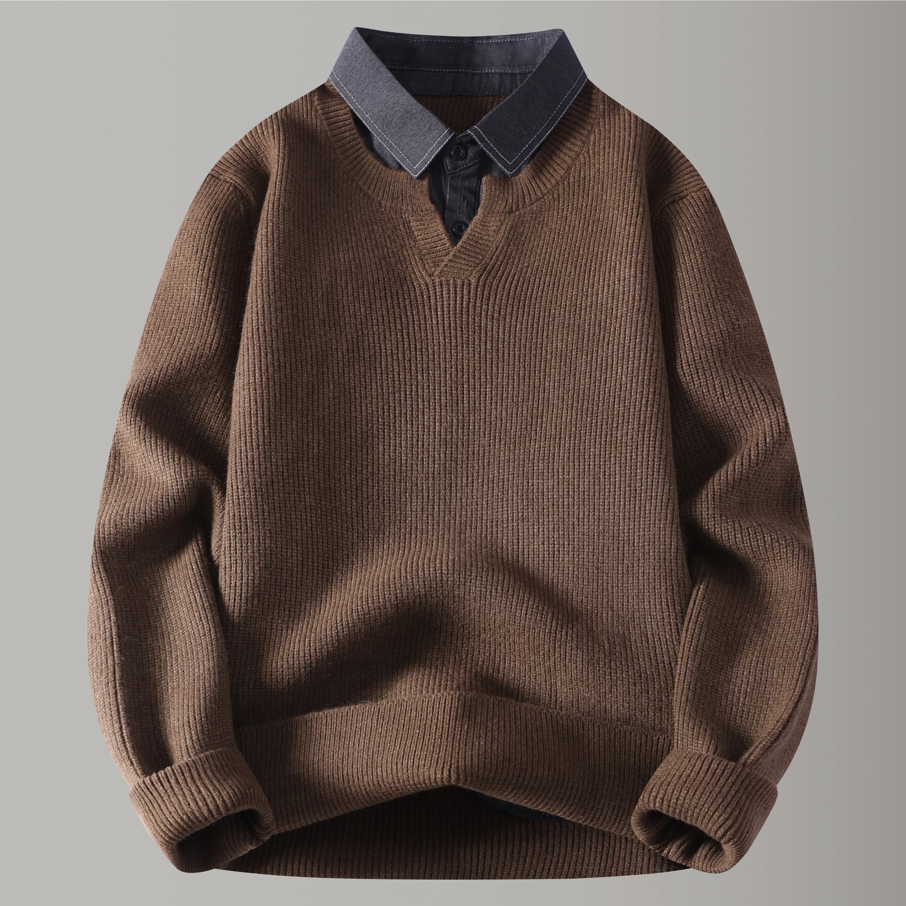 Men's Casual Knitted Sweater Fake Two-Piece irt Collar Inner Wear Midweight Soft Comfortable Polyester Fiber Long Sve
Men's Casual Knitted Sweater Fake Two-Piece irt Collar Inner Wear Midweight Soft Comfortable Polyester Fiber Long Sve