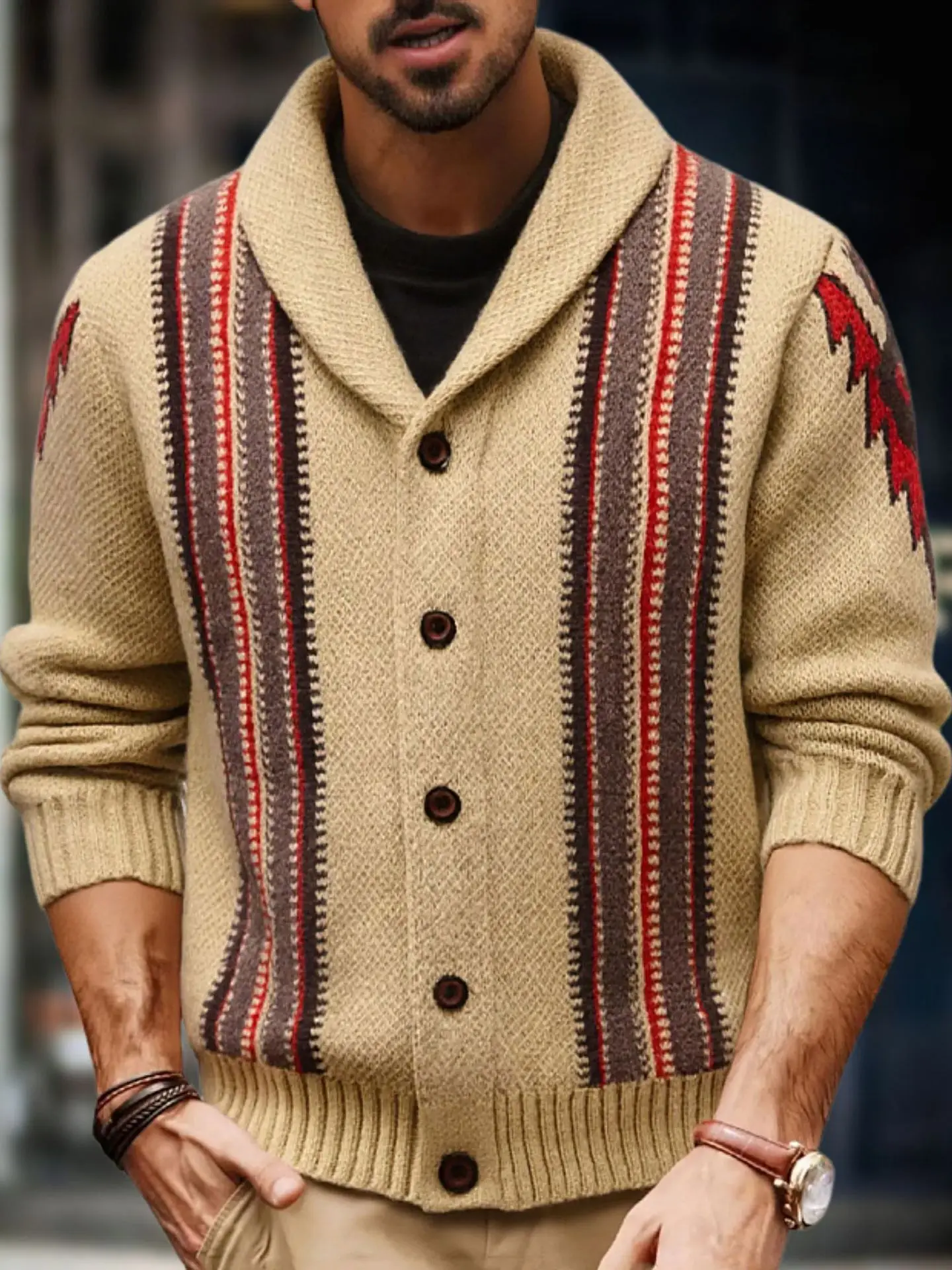 Retro Sle Long Sve Men's Knitted Sweater Coat Casual Faionable Turn-down Collar Outerwear Thiened Polyester Fiber
Retro Sle Long Sve Men's Knitted Sweater Coat Casual Faionable Turn-down Collar Outerwear Thiened Polyester Fiber