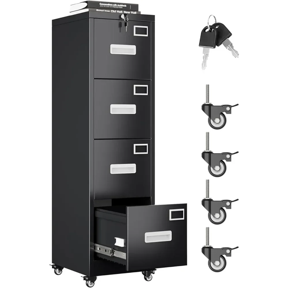 File Cabinet 4 Drawer with Wheels, Lockable Office Metal Filing Cabinet with Name Card for Office and Home,Assembly Required
File Cabinet 4 Drawer with Wheels, Lockable Office Metal Filing Cabinet with Name Card for Office and Home,Assembly Required