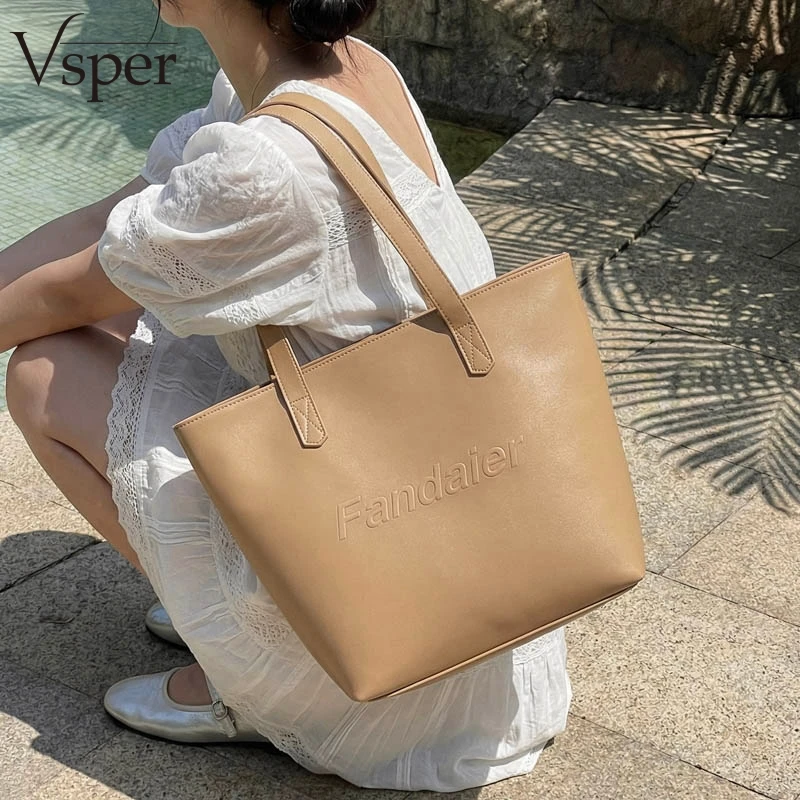 Vsper Simple Stylish Tote Bags For Women Soft Vegan Leather Pure Color Large Capacity Shopping Shoulder Totes With Letter Prints
Vsper Simple Stylish Tote Bags For Women Soft Vegan Leather Pure Color Large Capacity Shopping Shoulder Totes With Letter Prints