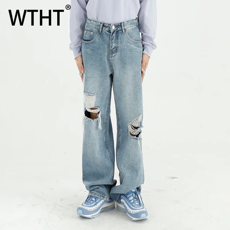 WTHT Fashion 2025 Summer Men's Gradient Hole Design Denim Pants Vintage Casual Wash Straight Loose Wide Leg Jeans Male 2A0788
WTHT Fashion 2025 Summer Men's Gradient Hole Design Denim Pants Vintage Casual Wash Straight Loose Wide Leg Jeans Male 2A0788