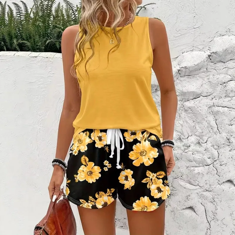 2 Piece Set Shorts Sleeveless Tank Top Drawstring Waist Short Pants Pink Floral Summer Shorts Women's Matching Sets Mini Shorts
2 Piece Set Shorts Sleeveless Tank Top Drawstring Waist Short Pants Pink Floral Summer Shorts Women's Matching Sets Mini Shorts