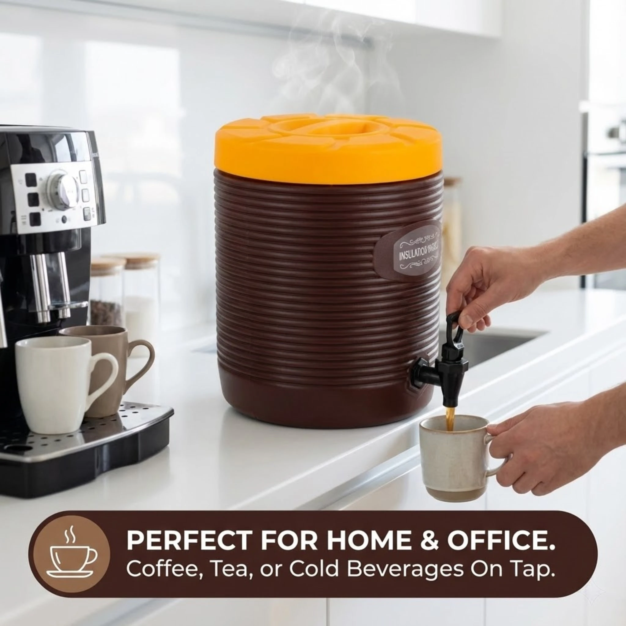 Большой термокофейный сервер, изолированный бочонок из нержавеющей стали с краном, сохраняет горячую холодную воду, 24 часа
Большой термокофейный сервер, изолированный бочонок из нержавеющей стали с краном, сохраняет горячую холодную воду, 24 часа