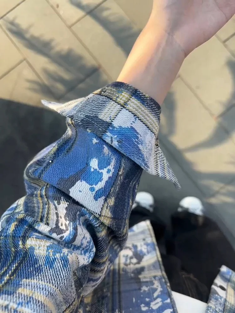 Blue Plaid Tie Dye Men's Long Sve irt Vintage American Sle Spring Autumn Couple's Outfit Stand Collar Coat Breathable
Blue Plaid Tie Dye Men's Long Sve irt Vintage American Sle Spring Autumn Couple's Outfit Stand Collar Coat Breathable