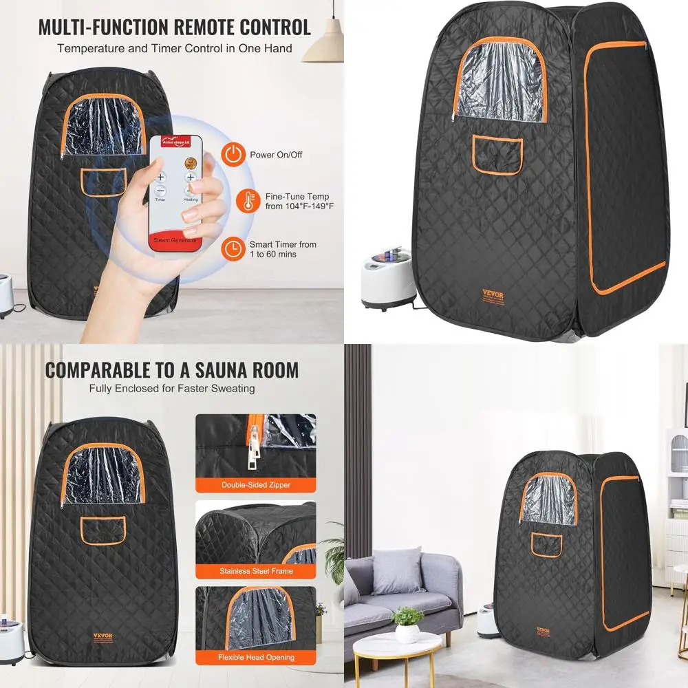 Portable 1200W Steam Sauna Tent with Chair, Home Detox Relaxation, Time & Temp Remote Control, 2.6x2.6x4.3 ft
Portable 1200W Steam Sauna Tent with Chair, Home Detox Relaxation, Time & Temp Remote Control, 2.6x2.6x4.3 ft