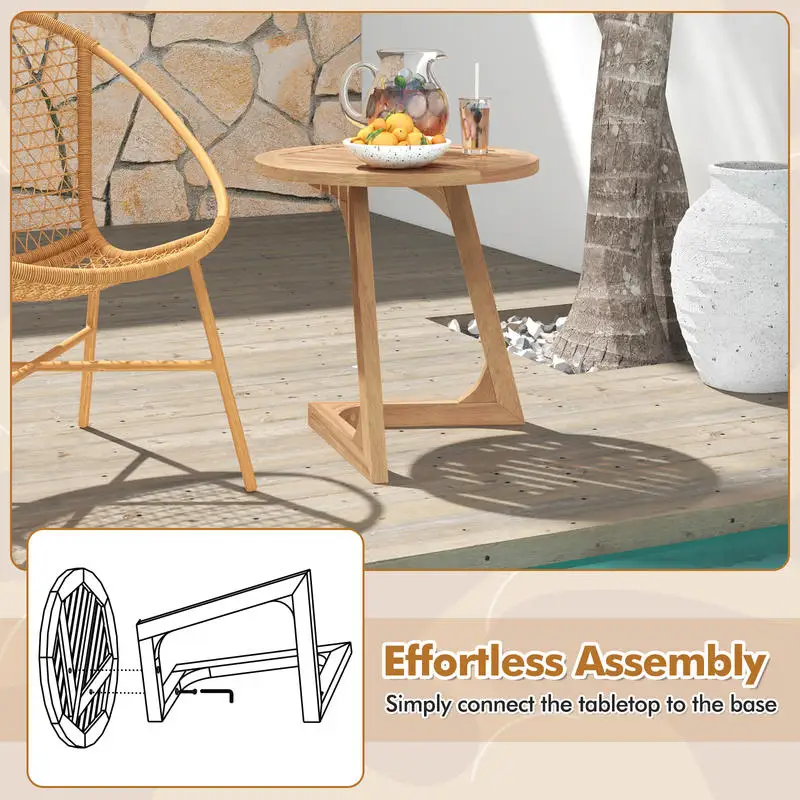 Teak Wood Side Table Round Sofa End Table with Slatted Tabletop
Teak Wood Side Table Round Sofa End Table with Slatted Tabletop