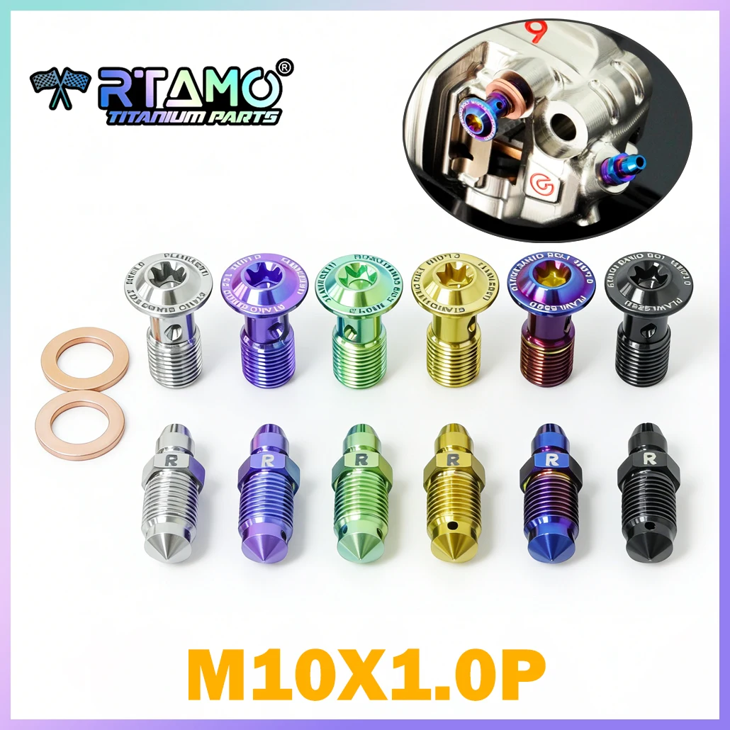 RTAMO Gr5 Titanium Banjo Bolt and Bleeder M10X1.0P Universal Screw Lightweight Anti-Rust for Caliper Modified
RTAMO Gr5 Titanium Banjo Bolt and Bleeder M10X1.0P Universal Screw Lightweight Anti-Rust for Caliper Modified