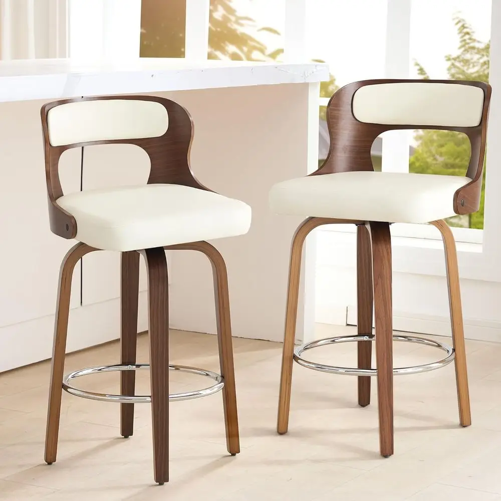 26 Leather Swivel Counter Stools with Bentwood Legs, Set of 2 for Kitchen or Restaurant, White
26 Leather Swivel Counter Stools with Bentwood Legs, Set of 2 for Kitchen or Restaurant, White