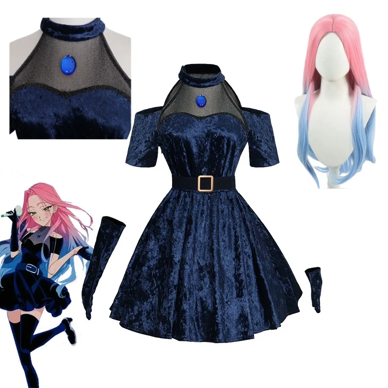 Mizi Cosplay Anime Alien Stage Costume Wig Dark Blue Dress Pink Blue Long Hair Gloves Stockings Belt Set Uniform for Christmas
Mizi Cosplay Anime Alien Stage Costume Wig Dark Blue Dress Pink Blue Long Hair Gloves Stockings Belt Set Uniform for Christmas