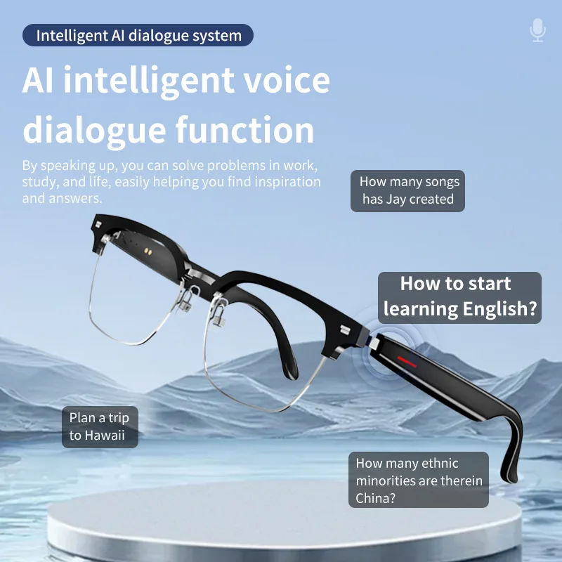 AI Real-time Translation Smart Glasses Wireless Bluetooth Call & Voice Assistant Touch Control Glasses with Mic Speaker Earphone
AI Real-time Translation Smart Glasses Wireless Bluetooth Call & Voice Assistant Touch Control Glasses with Mic Speaker Earphone