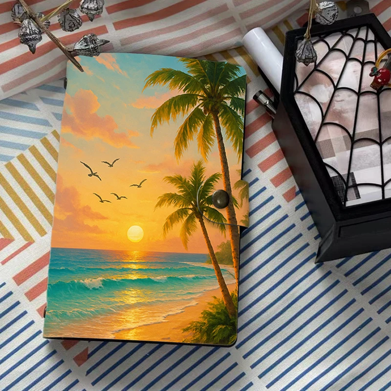 Stylish Tropical Sunset Beach Palm Tree Print PU Leather Notebook, Summer Ocean Wave Design Diary with Button Closure for Men Wo
Stylish Tropical Sunset Beach Palm Tree Print PU Leather Notebook, Summer Ocean Wave Design Diary with Button Closure for Men Wo